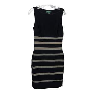 Ralph Lauren black/tan color striped sleeveless dress 4